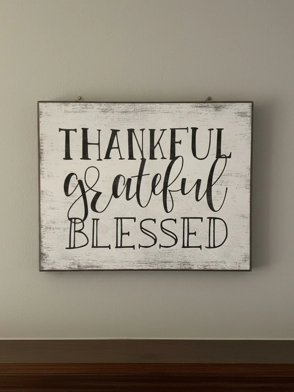 Thankful Grateful Blessed Wall Sign - White and Black
